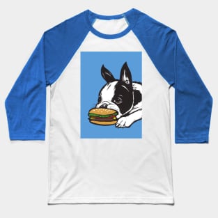 Boston Terrier Cheeseburger Baseball T-Shirt